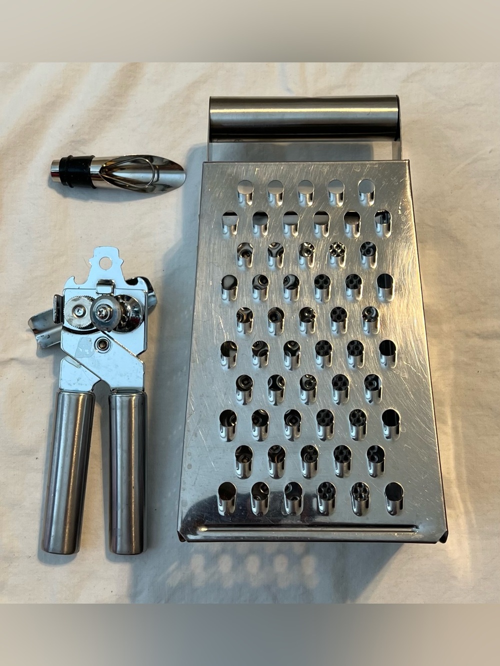 Kitchen Utility Set silver Stainless Steel Can Opener Box Grater